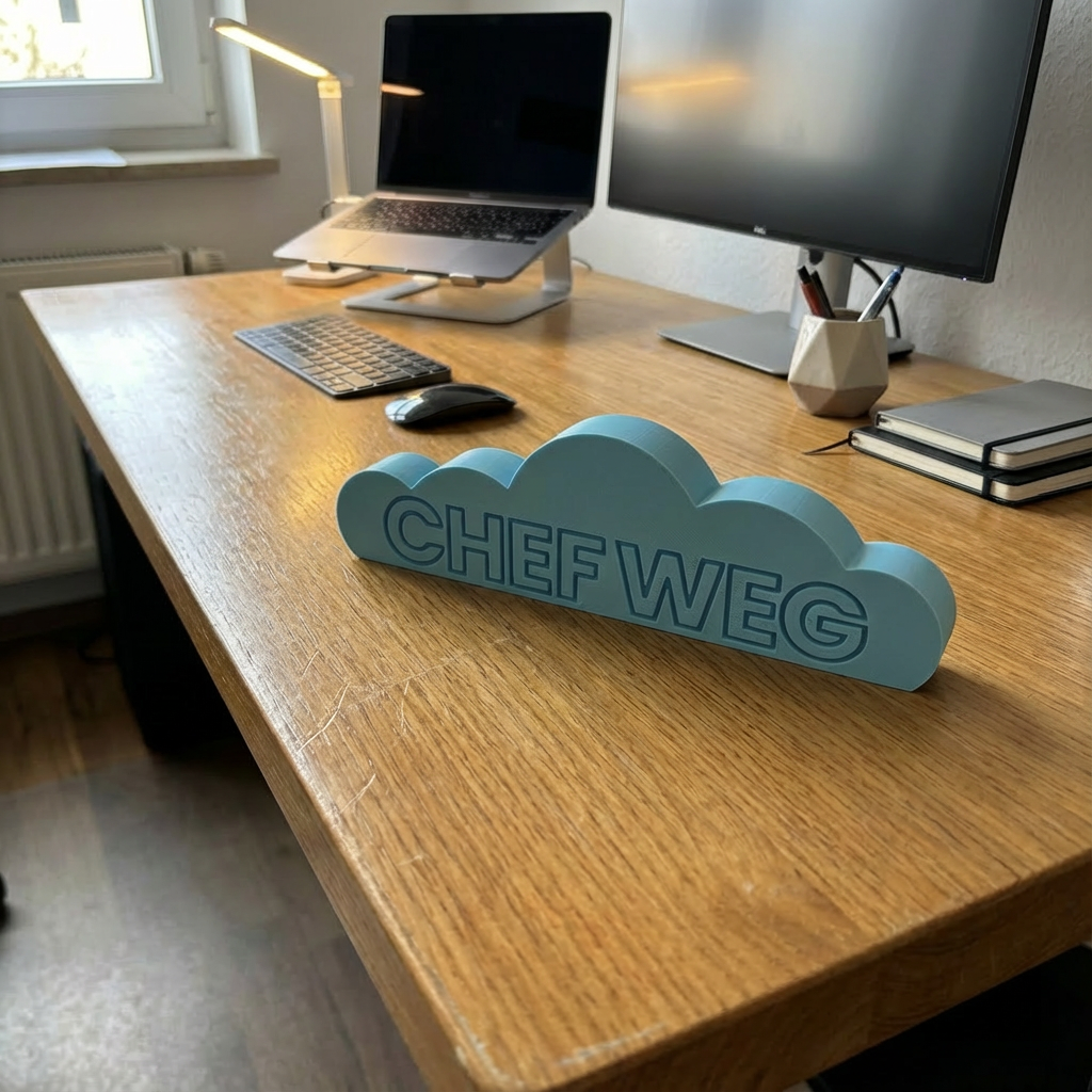 3D-Druck Büroaufsteller Chef da Chef weg aus PLA – bitsweet shop